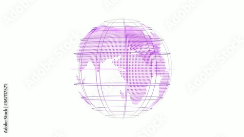 New purple earth animation video footage on white background
