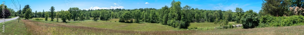 Fototapeta premium Panoramic summer view of a land in Willsboro Point NY