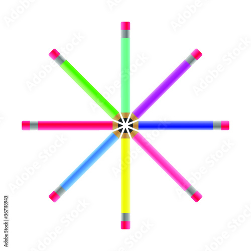 Colored pencils for drawing on a white background, for design, vector illustration