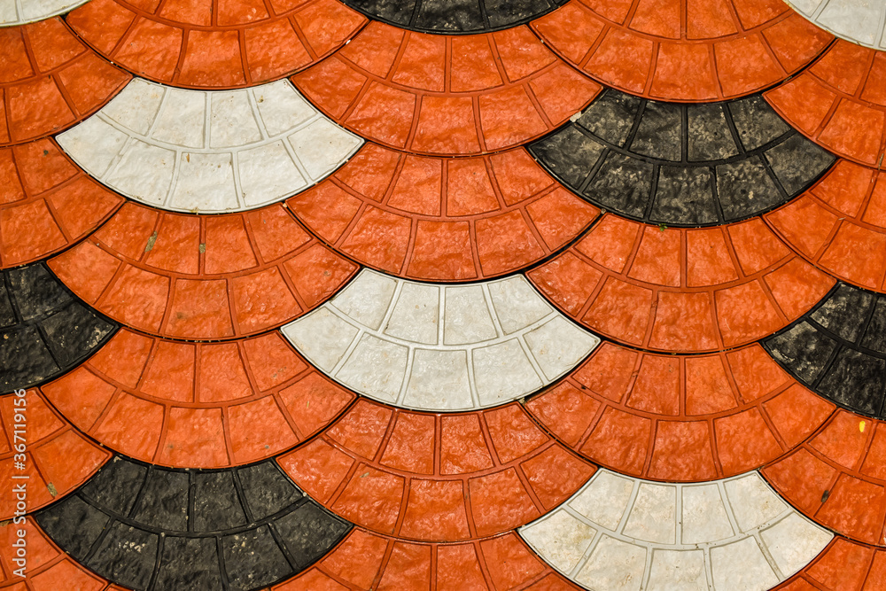Colorful Patterned paving tiles. Interlocking cement tiles. Image for ...