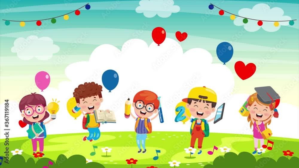 Animation Of Little School Children Studying At Park
Animation Of Little School Children Studying At Park