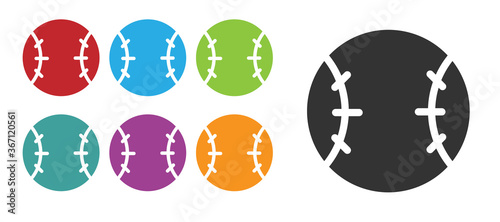 Black Baseball ball icon isolated on white background. Set icons colorful. Vector Illustration.