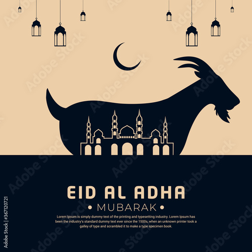 Celebration Eid al adha mubarak islamic background with flat style. Mubarak Islamic background