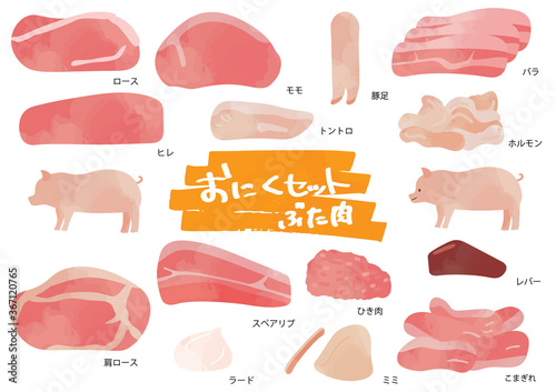 豚肉のイラストセット