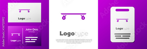Logotype Longboard or skateboard cruiser icon isolated on white background. Extreme sport. Sport equipment. Logo design template element. Vector Illustration.