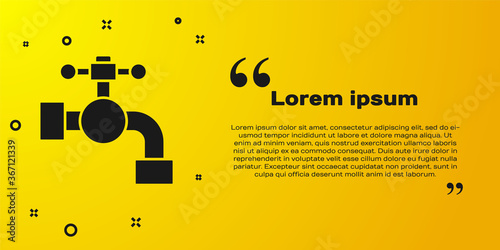 Black Water tap icon isolated on yellow background. Vector Illustration.