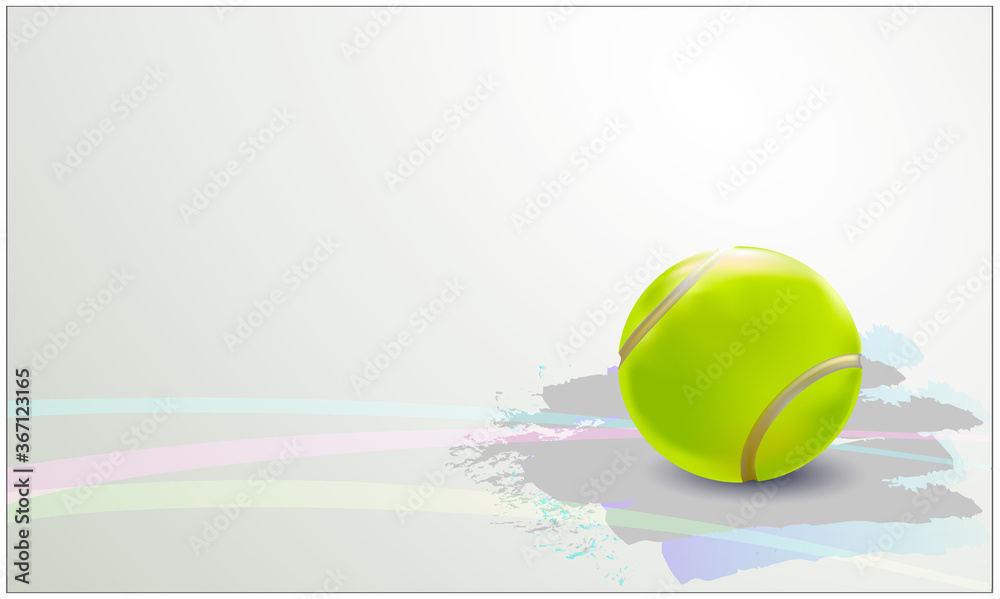 3 d Vector Tennis Ball. A realistic object and sports background for posters, leaflets for world tennis competitions.Vector illustration.Sport equipment element.
