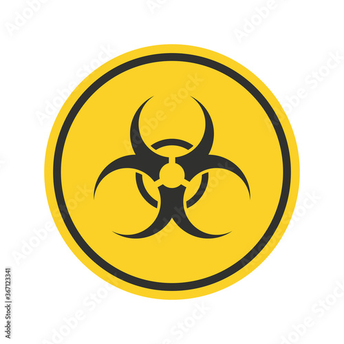 Radiation toxic Sign. Radiation nuclear vector icon. Symbol of Warning toxic in a black frame on yellow background.