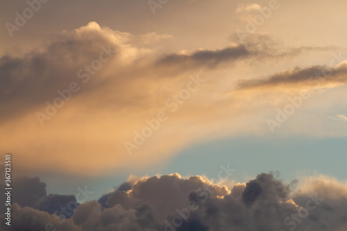 Heaven. Cumulus clouds. Natural background.