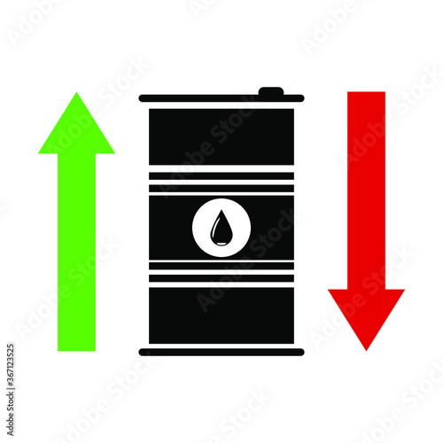 Oil barrel two up and down arrows on a white background, symbol for design, vector illustration