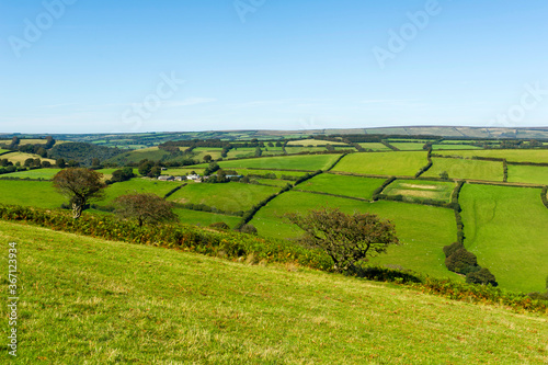 Hills  combes and fields near Winsford  Exmoor  Somerset  England