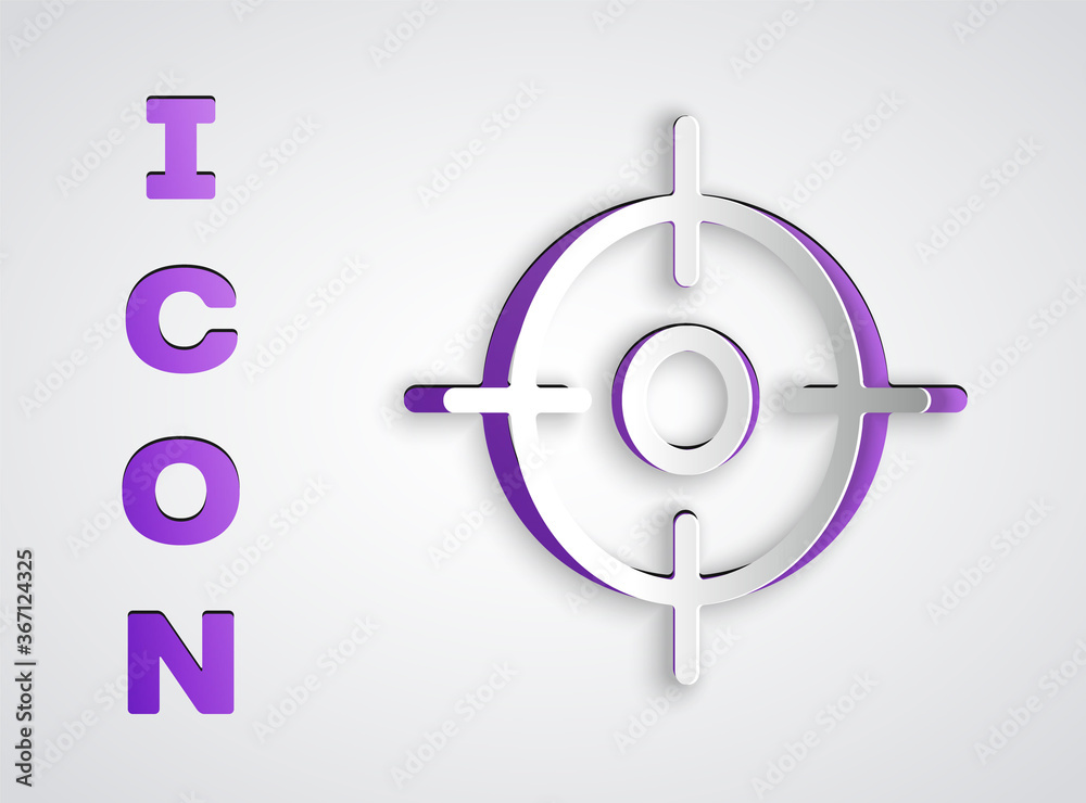 Paper cut Target sport icon isolated on grey background. Clean target with numbers for shooting range or shooting. Paper art style. Vector Illustration. Paper cut Target sport icon isolated on grey background. Clean target with numbers for shooting range or shooting. Paper art style. Vector Illustration.