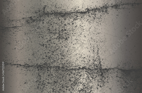 Luxury silver, chromium metal gradient background with distressed cracked concrete texture.