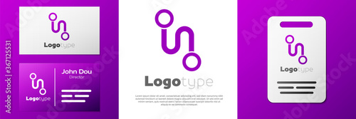 Logotype Route location icon isolated on white background. Map pointer sign. Concept of path or road. GPS navigator. Logo design template element. Vector Illustration.