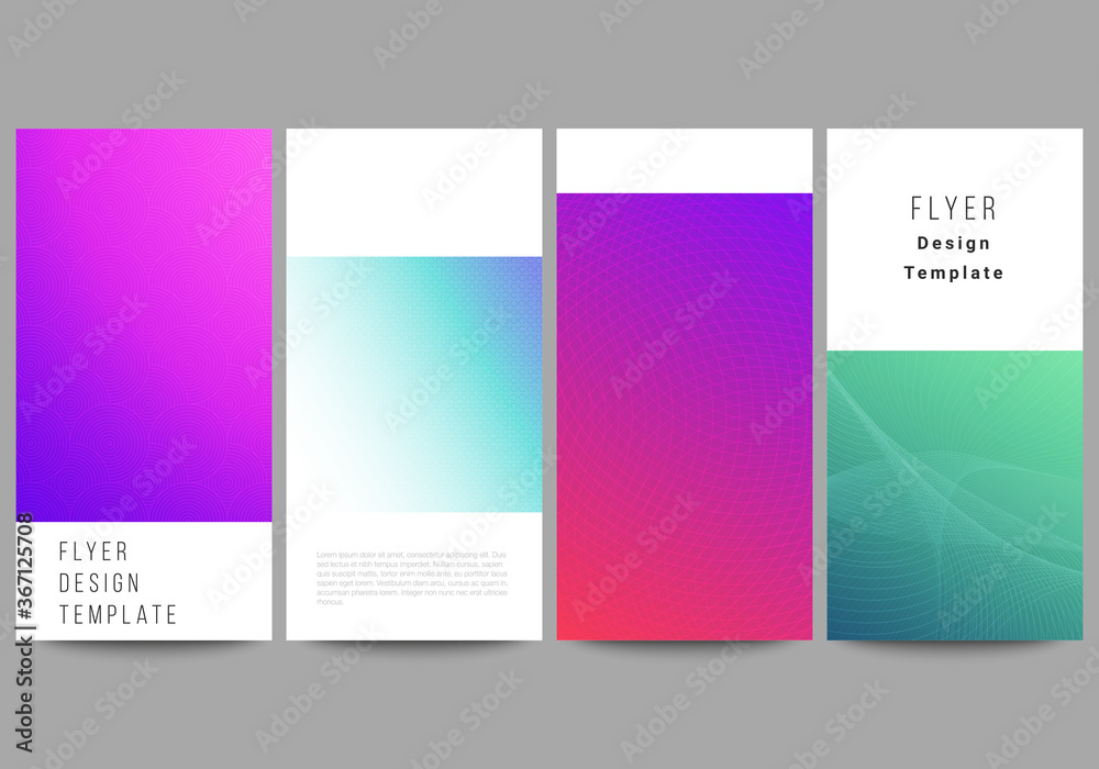 Fototapeta premium The minimalistic vector illustration of the editable layout of flyer, banner design templates. Abstract geometric pattern with colorful gradient business background.