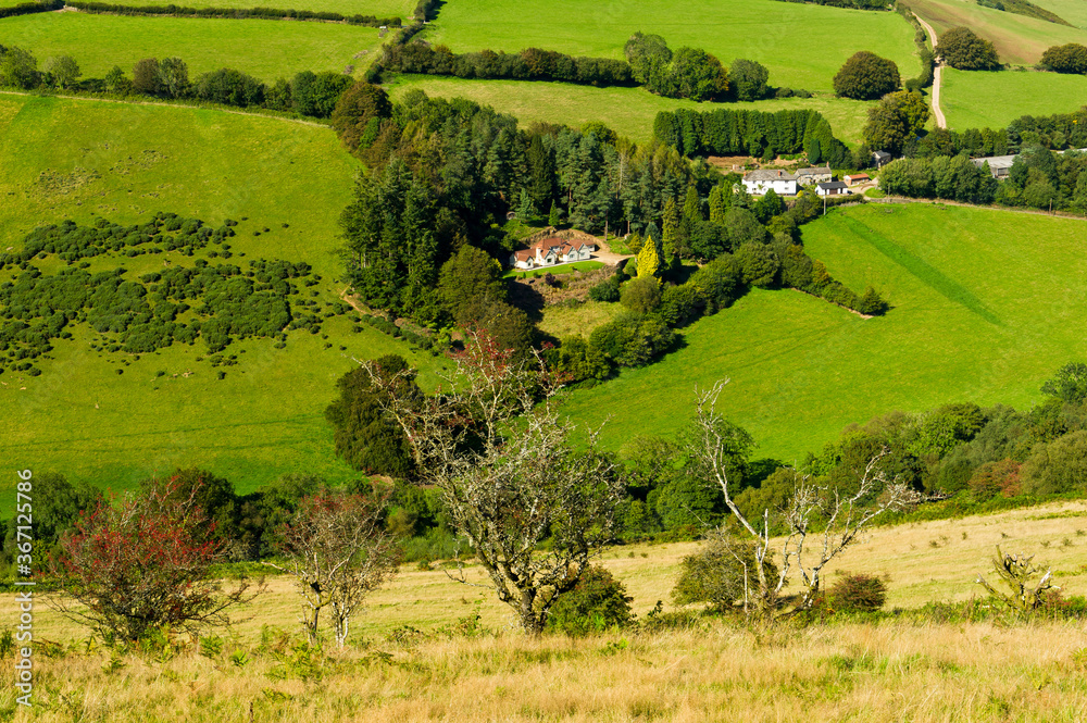 Hills, combes and fields near Winsford, Exmoor, Somerset, England Hills, combes and fields near Winsford, Exmoor, Somerset, England