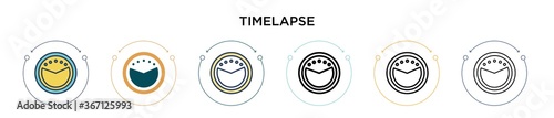 Fotografi Timelapse icon in filled, thin line, outline and stroke style