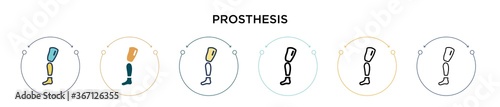 Prosthesis icon in filled, thin line, outline and stroke style. Vector illustration of two colored and black prosthesis vector icons designs can be used for mobile, ui, web