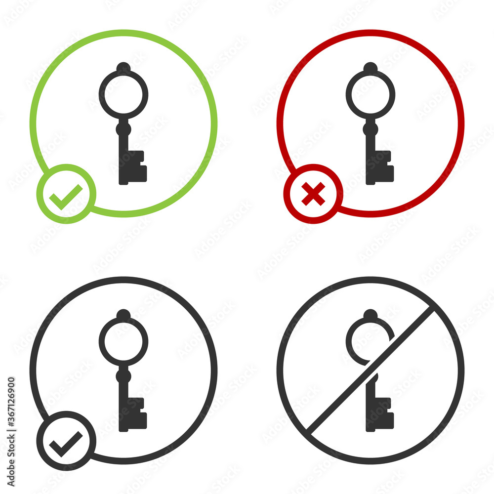 Black Old key icon isolated on white background. Circle button. Vector Illustration. Black Old key icon isolated on white background. Circle button. Vector Illustration.
