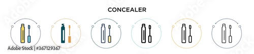 Concealer icon in filled, thin line, outline and stroke style. Vector illustration of two colored and black concealer vector icons designs can be used for mobile, ui, web