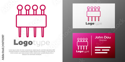 Logotype line Needle for sewing icon isolated on white background. Tailor symbol. Textile sew up craft sign. Embroidery tool. Logo design template element. Vector Illustration.