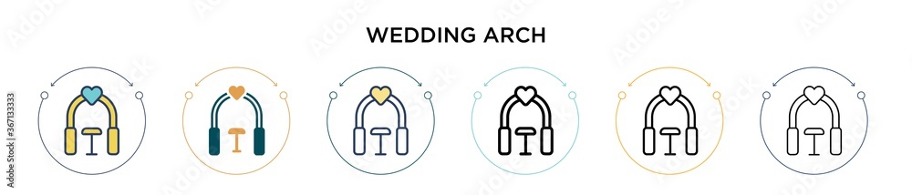 Wedding arch icon in filled, thin line, outline and stroke style ...