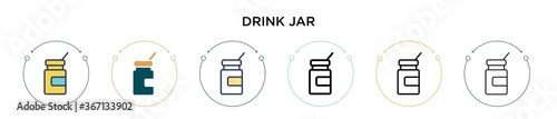 Drink jar icon in filled, thin line, outline and stroke style. Vector illustration of two colored and black drink jar vector icons designs can be used for mobile, ui, web