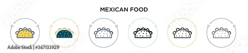 Mexican food icon in filled, thin line, outline and stroke style. Vector illustration of two colored and black mexican food vector icons designs can be used for mobile, ui, web