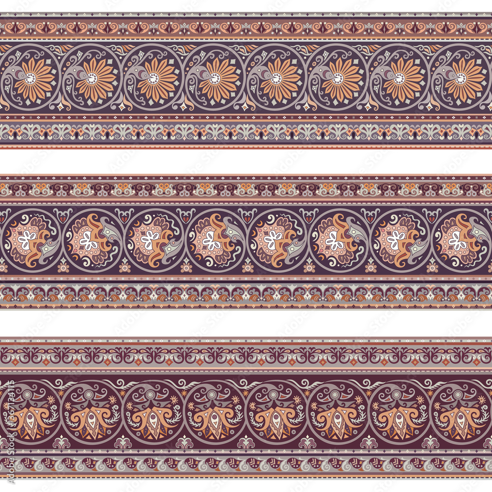 Abstract ethnic stripes. Ornamental borders set