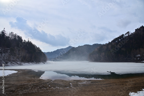Iced lake in Japan, Yunoko lake