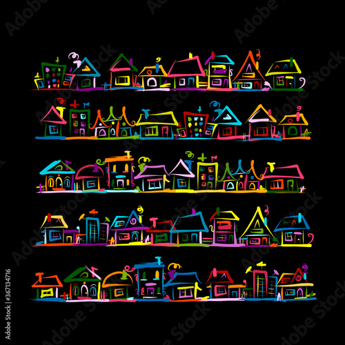 Set of houses, sketch for your design