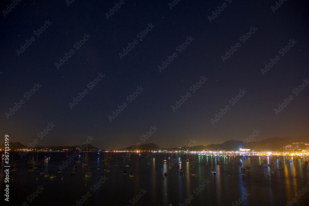 Harbour and boats at night