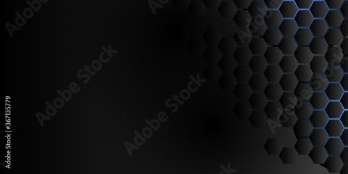 Hexagonal abstract metal background with white copy space for presentation design templates