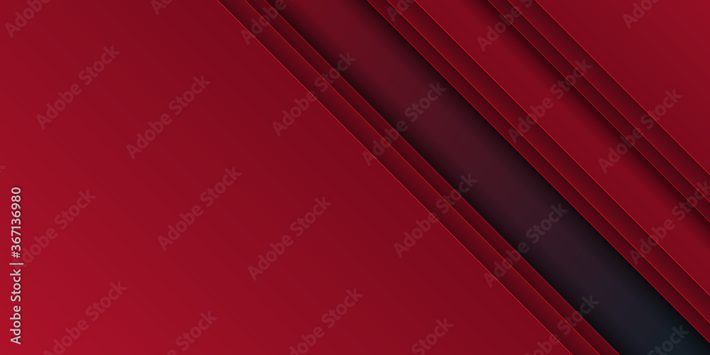 Fototapeta premium High contrast red and black glossy stripes. Abstract tech graphic banner design. Vector corporate background