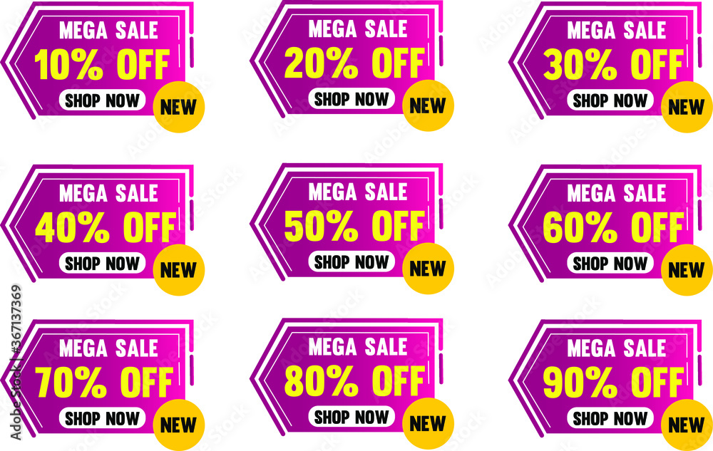 mega sale Banners, Labels And Stickers. Vector Illustration.Discount banner design. 
