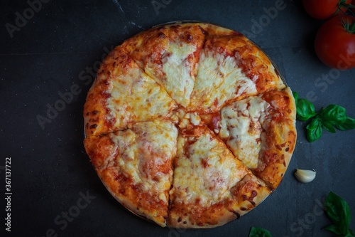 Homemade Fluffy Cheese Pizza, selective focus