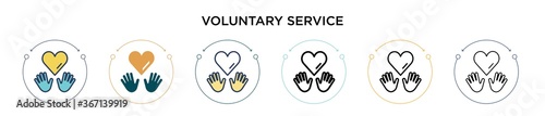 Voluntary service icon in filled, thin line, outline and stroke style. Vector illustration of two colored and black voluntary service vector icons designs can be used for mobile, ui, web