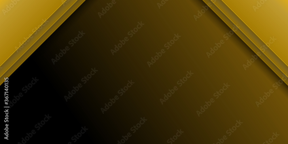 Modern abstract gold black 3D wide banner background Modern abstract gold black 3D wide banner background