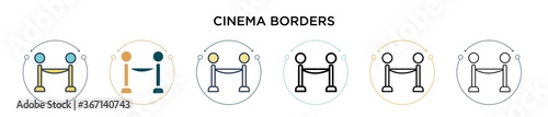 Cinema borders icon in filled, thin line, outline and stroke style. Vector illustration of two colored and black cinema borders vector icons designs can be used for mobile, ui, web