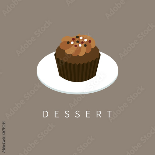 vector illustration of a chocolate muffin