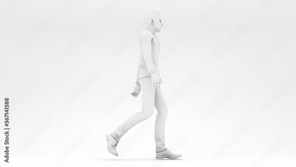 Men walking in white design background