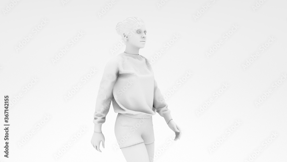 Women walking in white design background Women walking in white design background