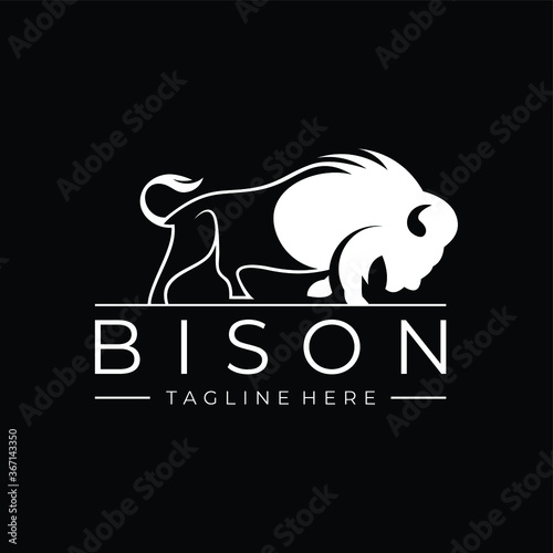 bison animal logo vector icon