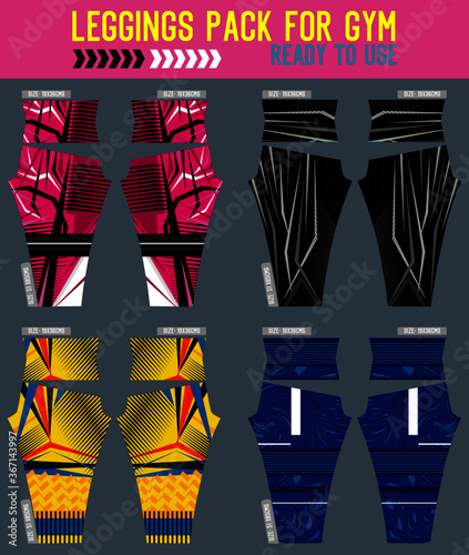 fitness leggings pants pack vector with mold and ready to use