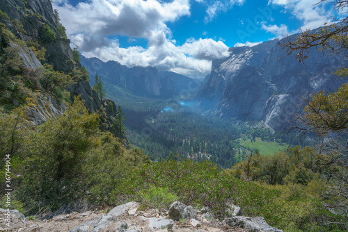 hiking the four mile trail in yosemite national park in california, usa photo