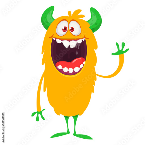 Happy cartoon monster. Halloween vector illustration isolated