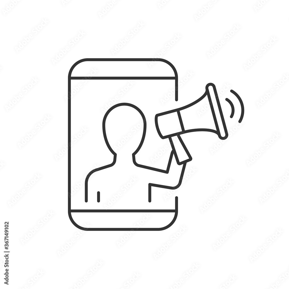 Mobile marketing line icon on white background. Editable stroke Mobile marketing line icon on white background. Editable stroke