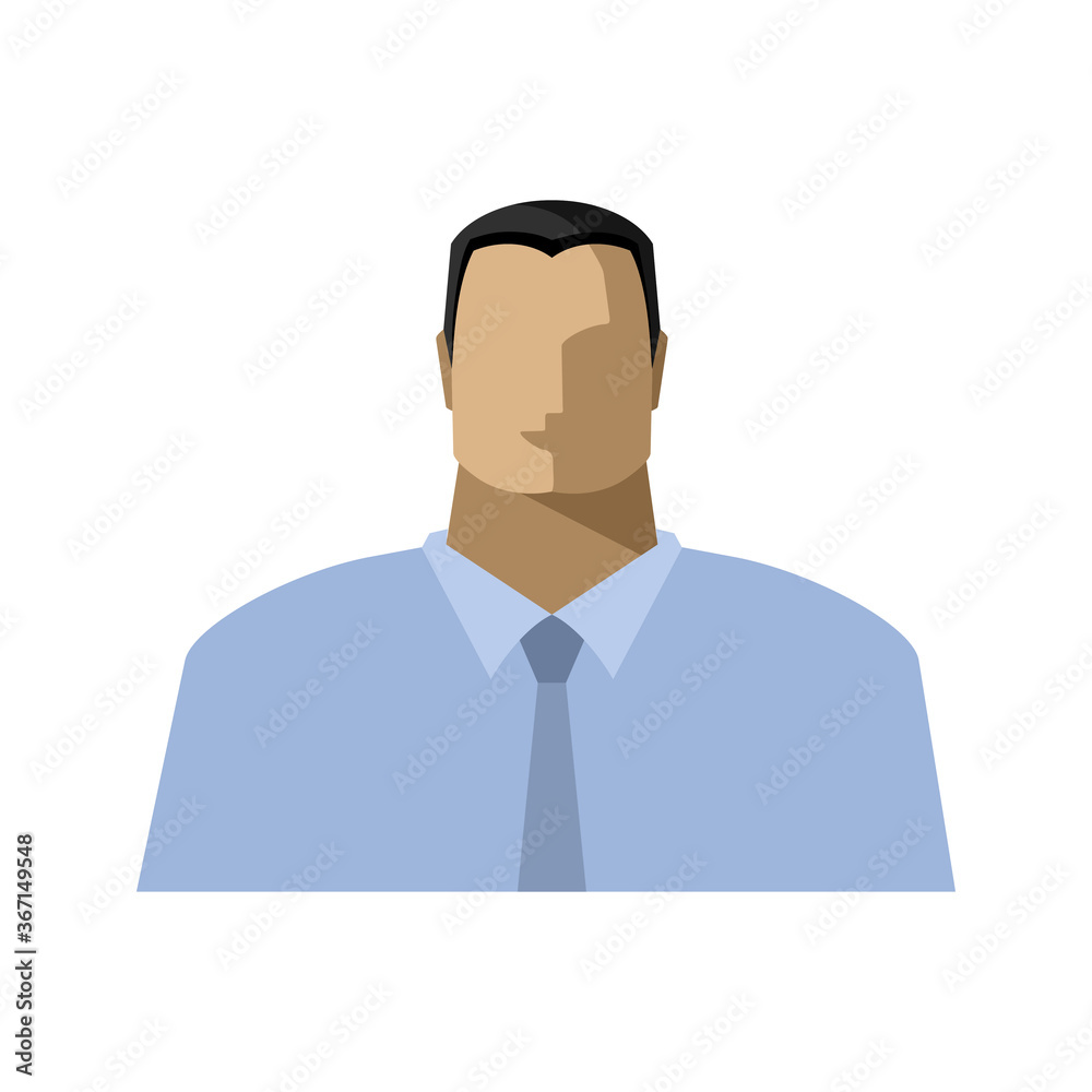 Young man in shirt and tie, flat color image portrait, icon, male avatar. Vector isolated illustration Young man in shirt and tie, flat color image portrait, icon, male avatar. Vector isolated illustration