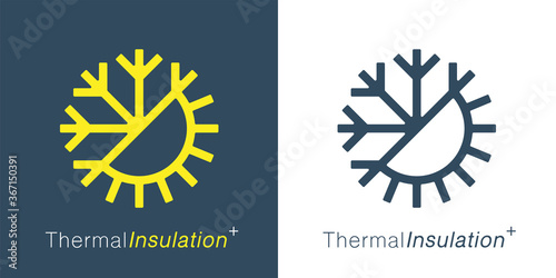 Thermal insulation icon. Temperature symbol. Sun snowflake sign. Weather insulate emblem. Vector illustration. photo