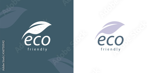 Eco friendly leaf logo template design. Bio organic brand icon. Green business sign. Plant company symbol. Vector illustration.